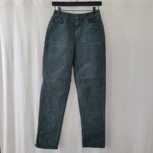 American Eagle Forest Green Corduroy Mom Straight Stretch Jean Size 4 Long